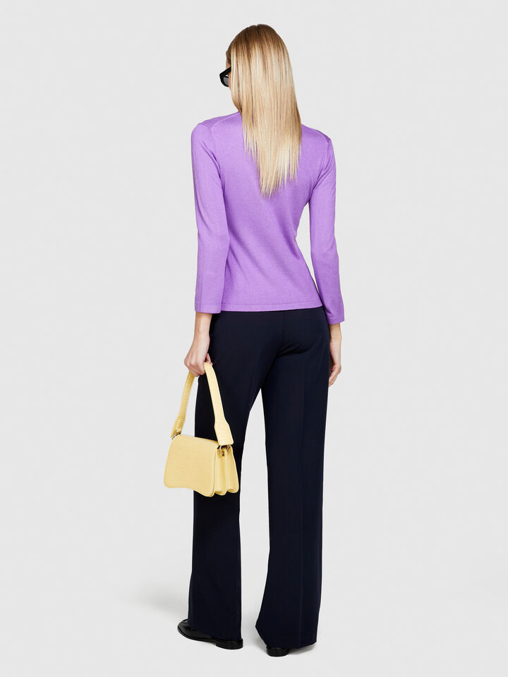 Turtleneck in silk blend - women's high neck sweaters - Lilac | Sisley image number 3